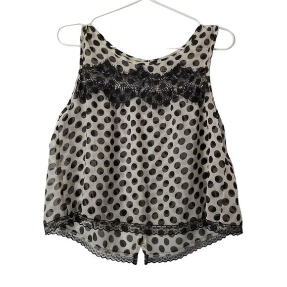 American Rag Polka Dot Black and White Sheer Blouse size Medium - Picture 1 of 7
